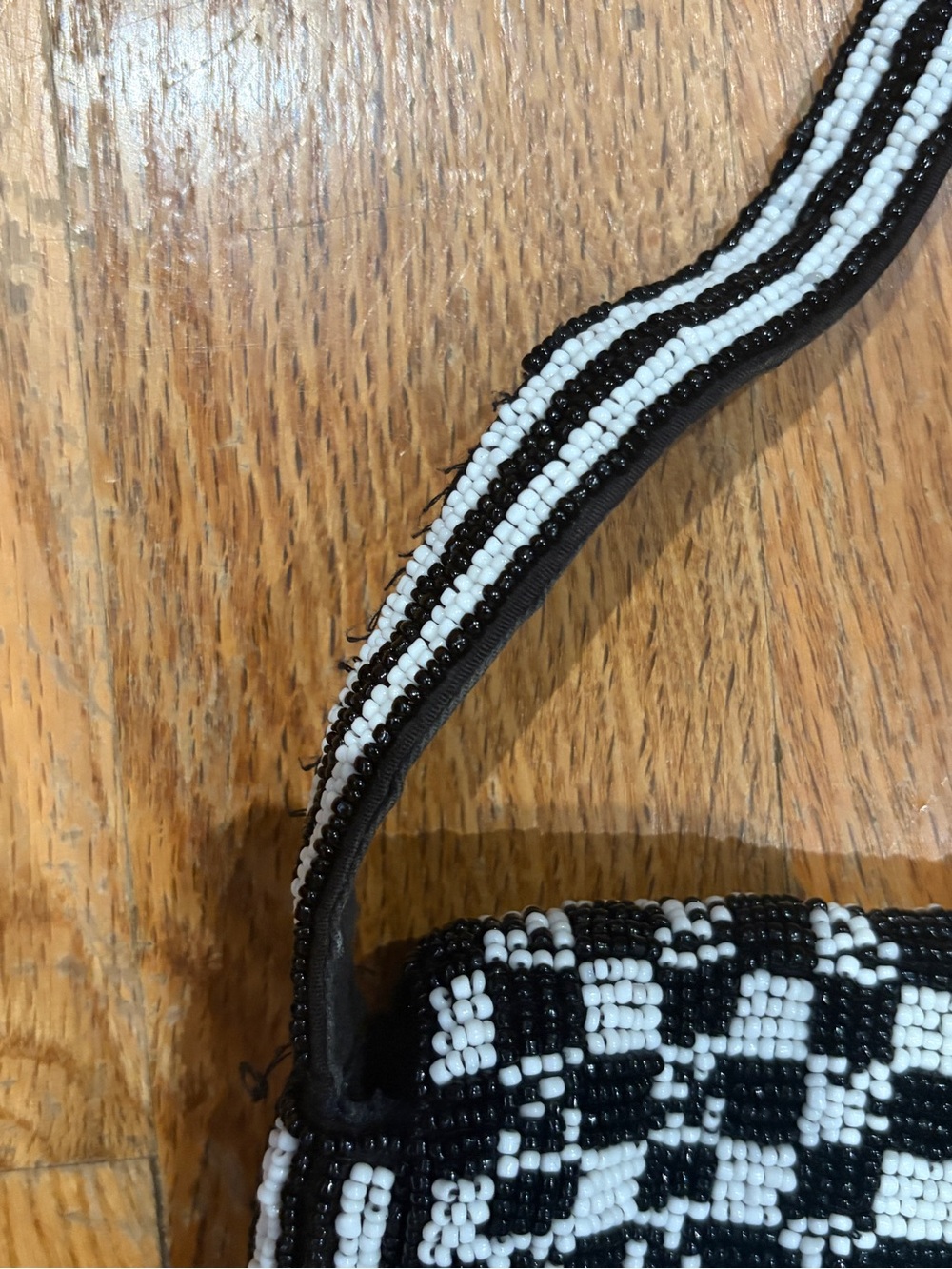 ANTHROPOLOGIE Black & White Beaded Shoulder Bag - Picture 3 of 12